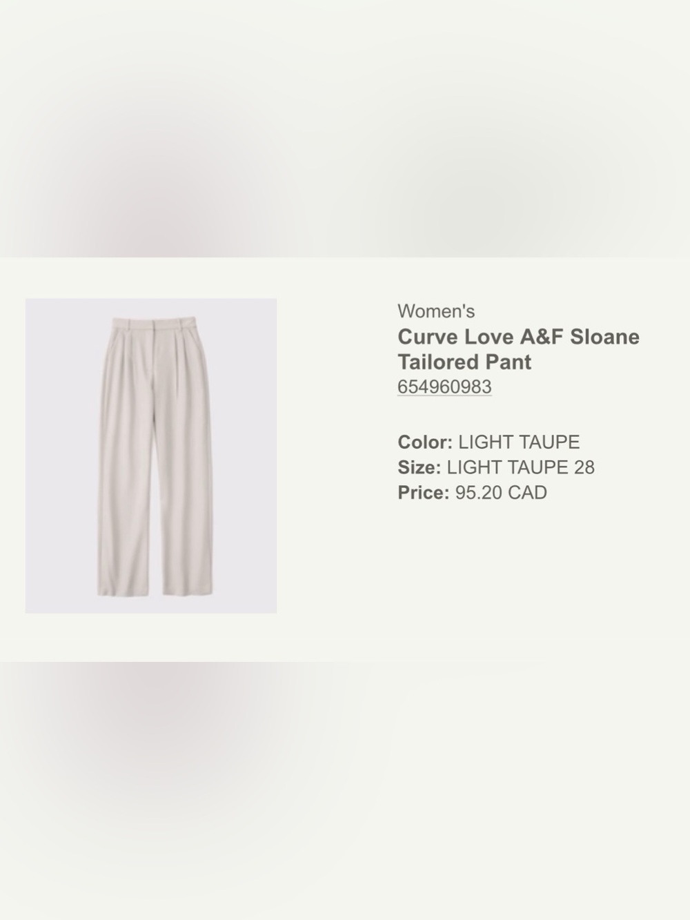 A&F Light Taupe Wide-Leg High-Rise Pants